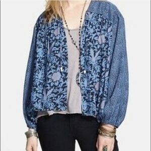Free People Blue Floral Kimono Cardigan